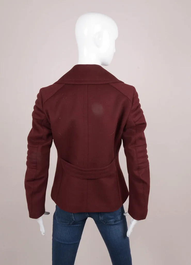 Maroon Wool and Cashmere Quilted Panel Jacket