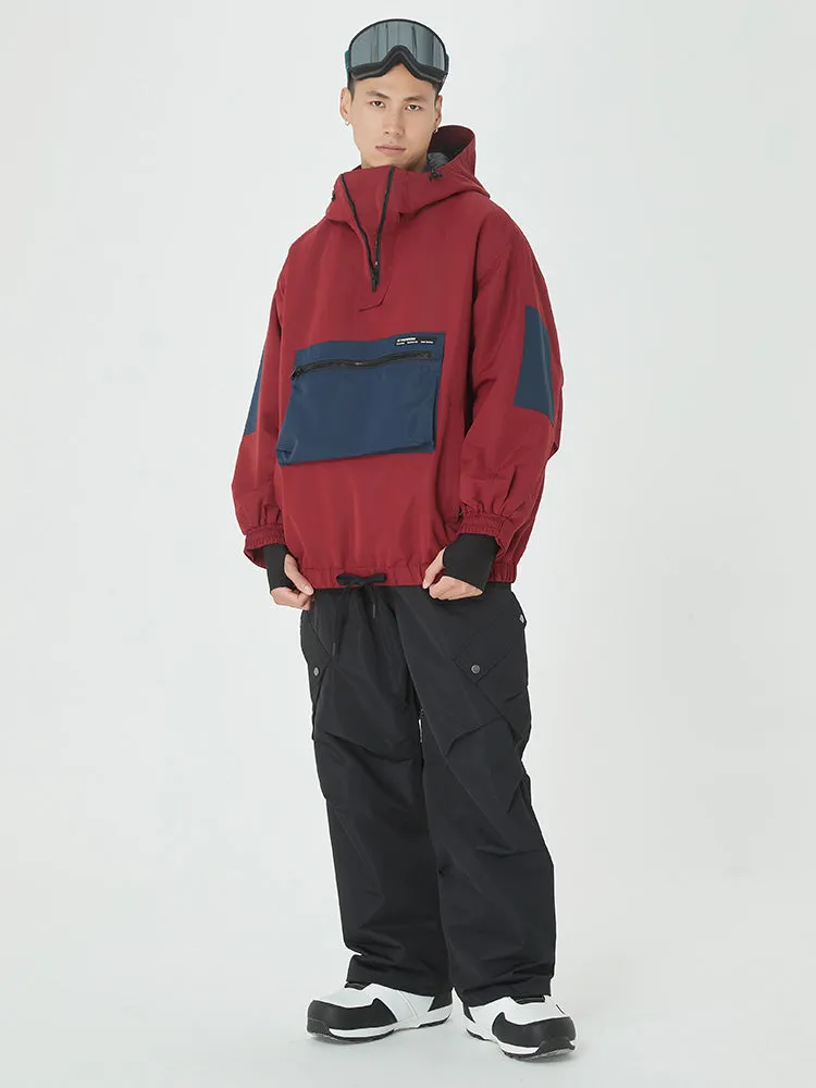 Men's Winter Bomber Baggy Snow Jacket with Swag Cargo Pockets Snowboard Pants