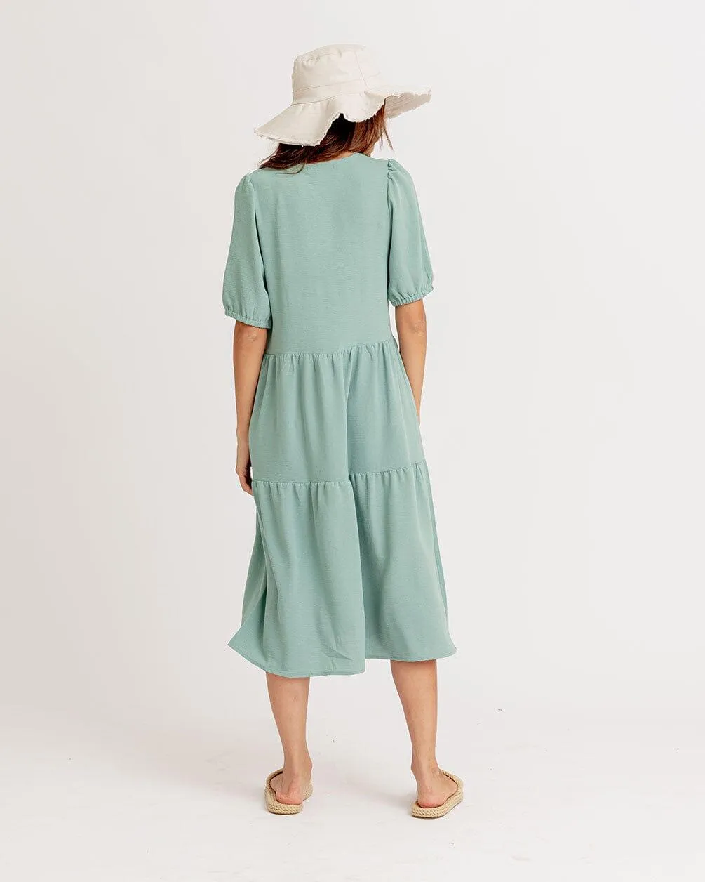 Mint Ruffled Midi Dress