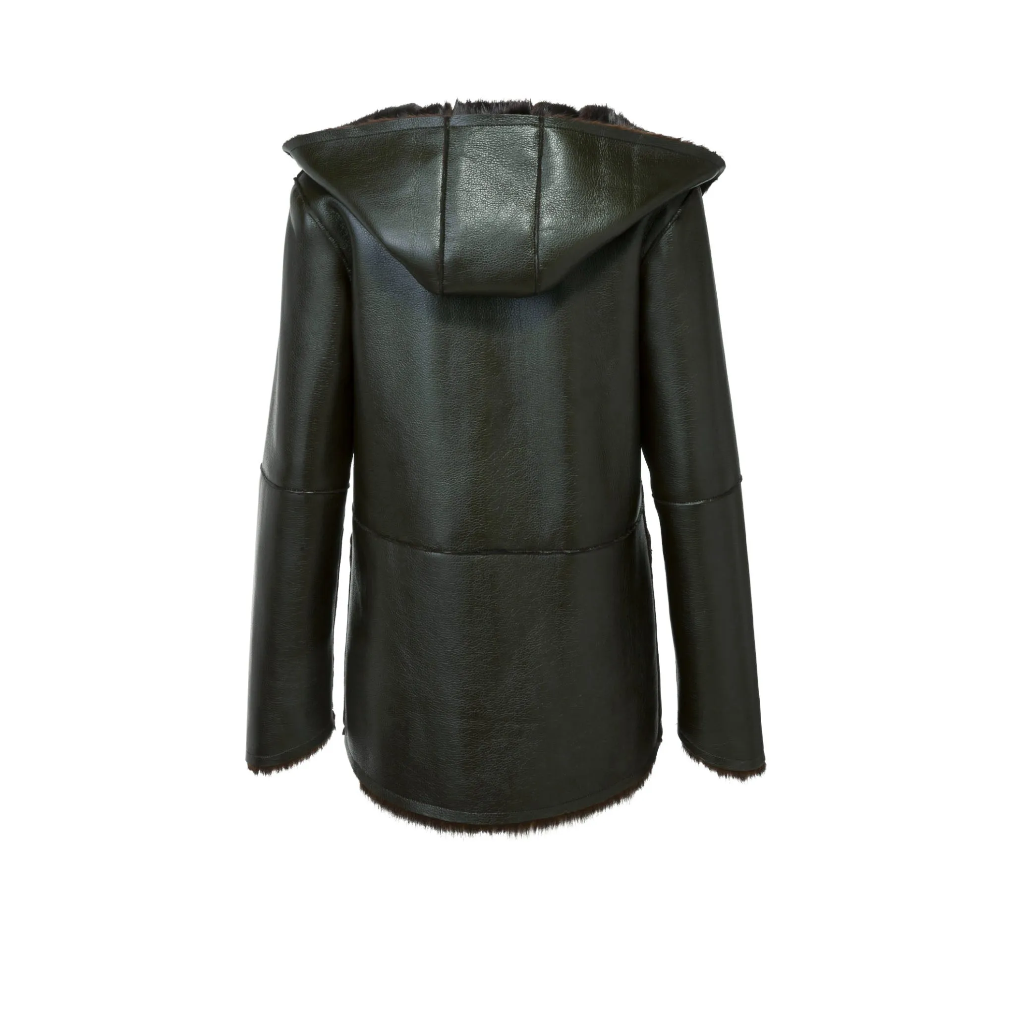 Moonflower Faux Leather & faux Fur Hoody Jacket