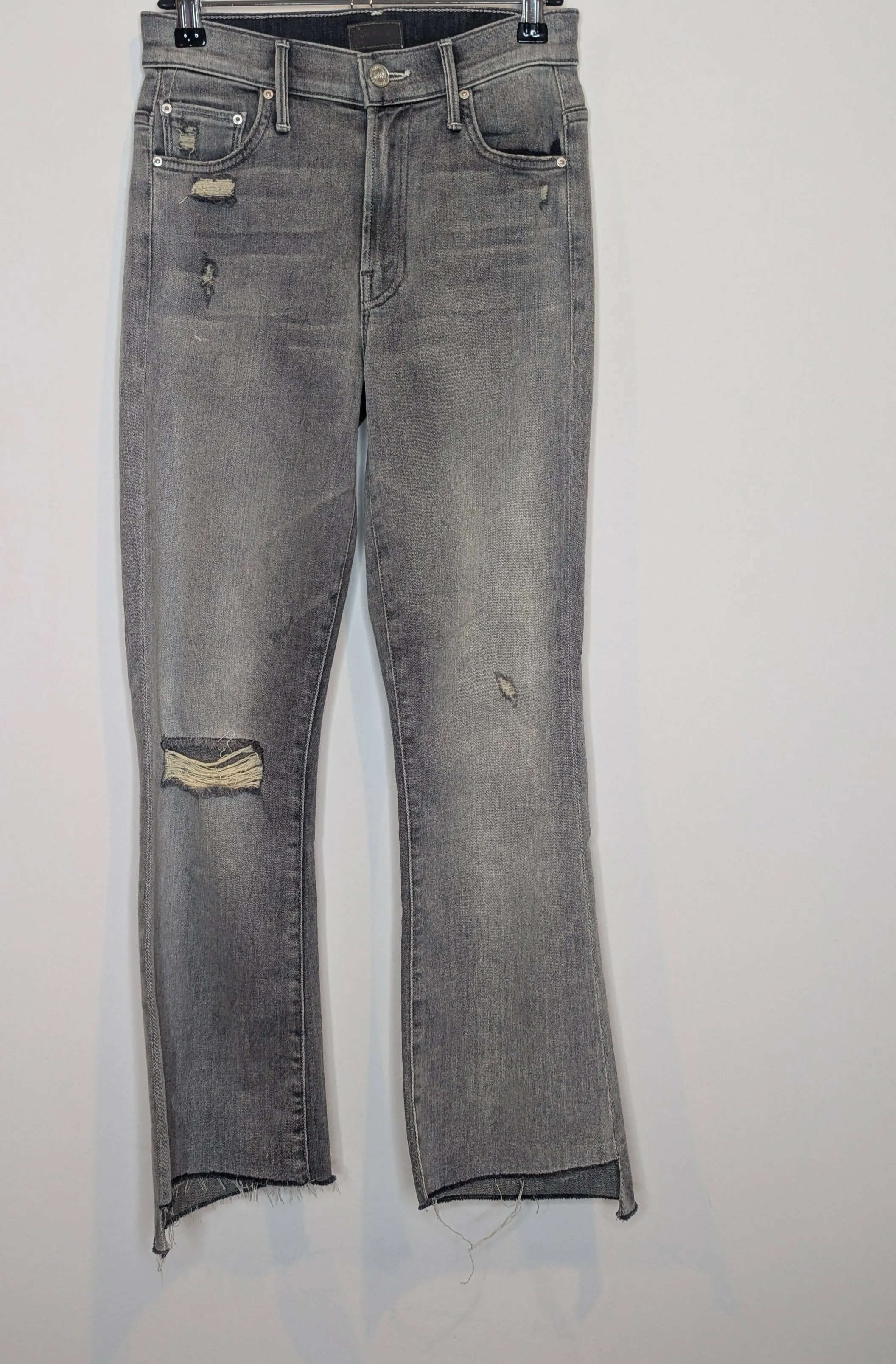 Mother Grey Crop Step Fray Denim Jeans