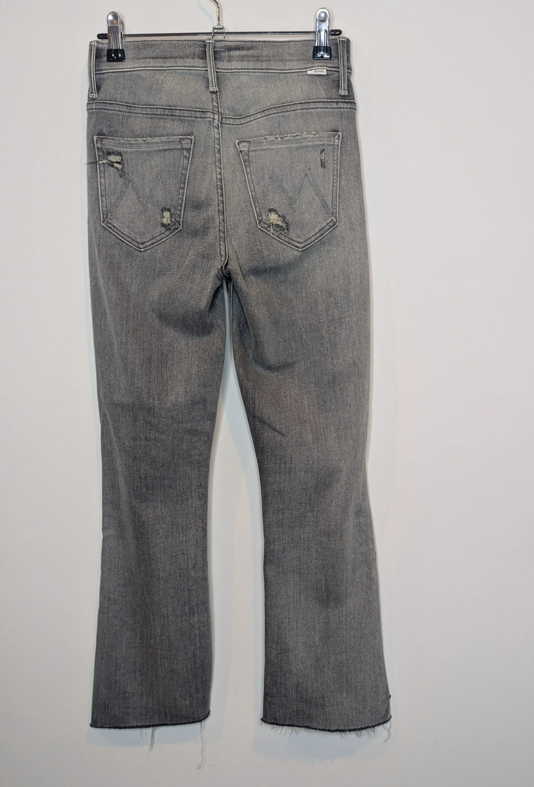 Mother Grey Crop Step Fray Denim Jeans