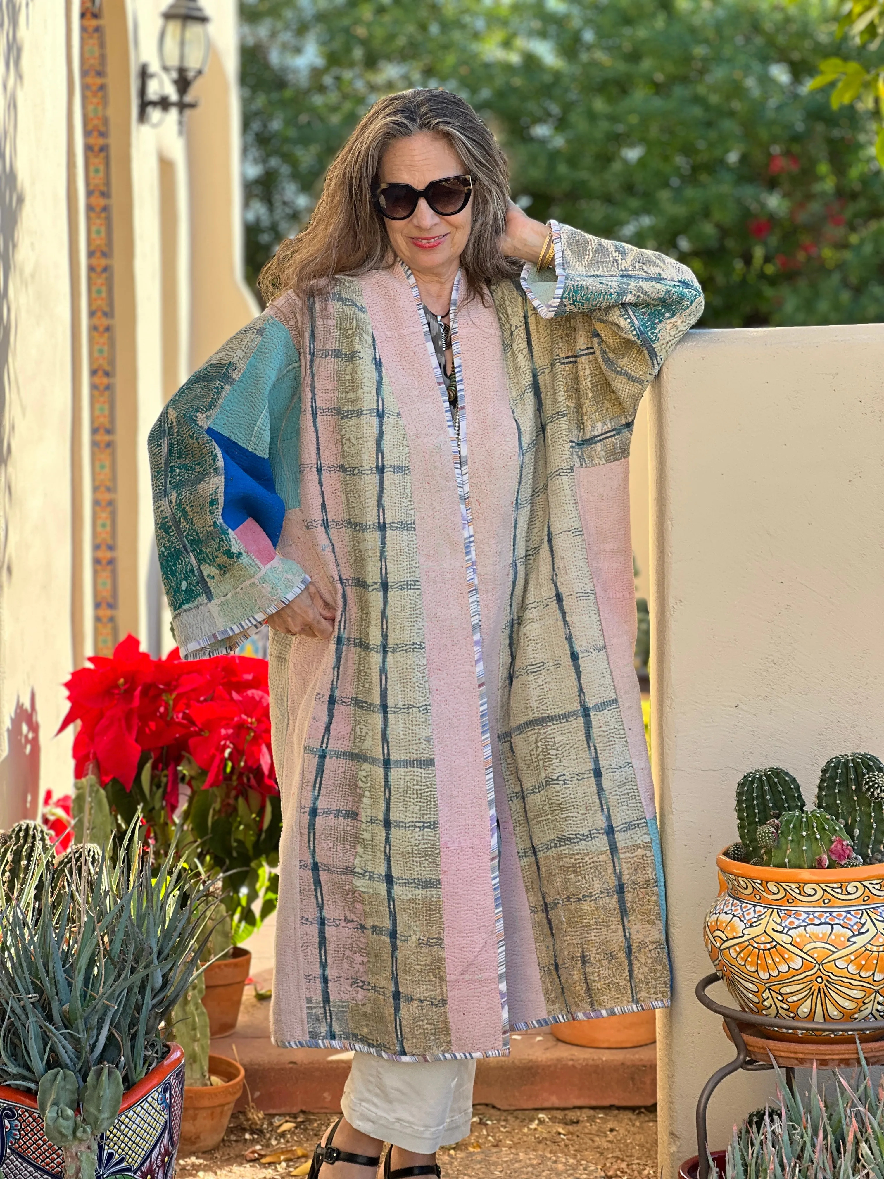 Parvati Cotton Vintage Quilted Kantha Coat ONE OF KIND