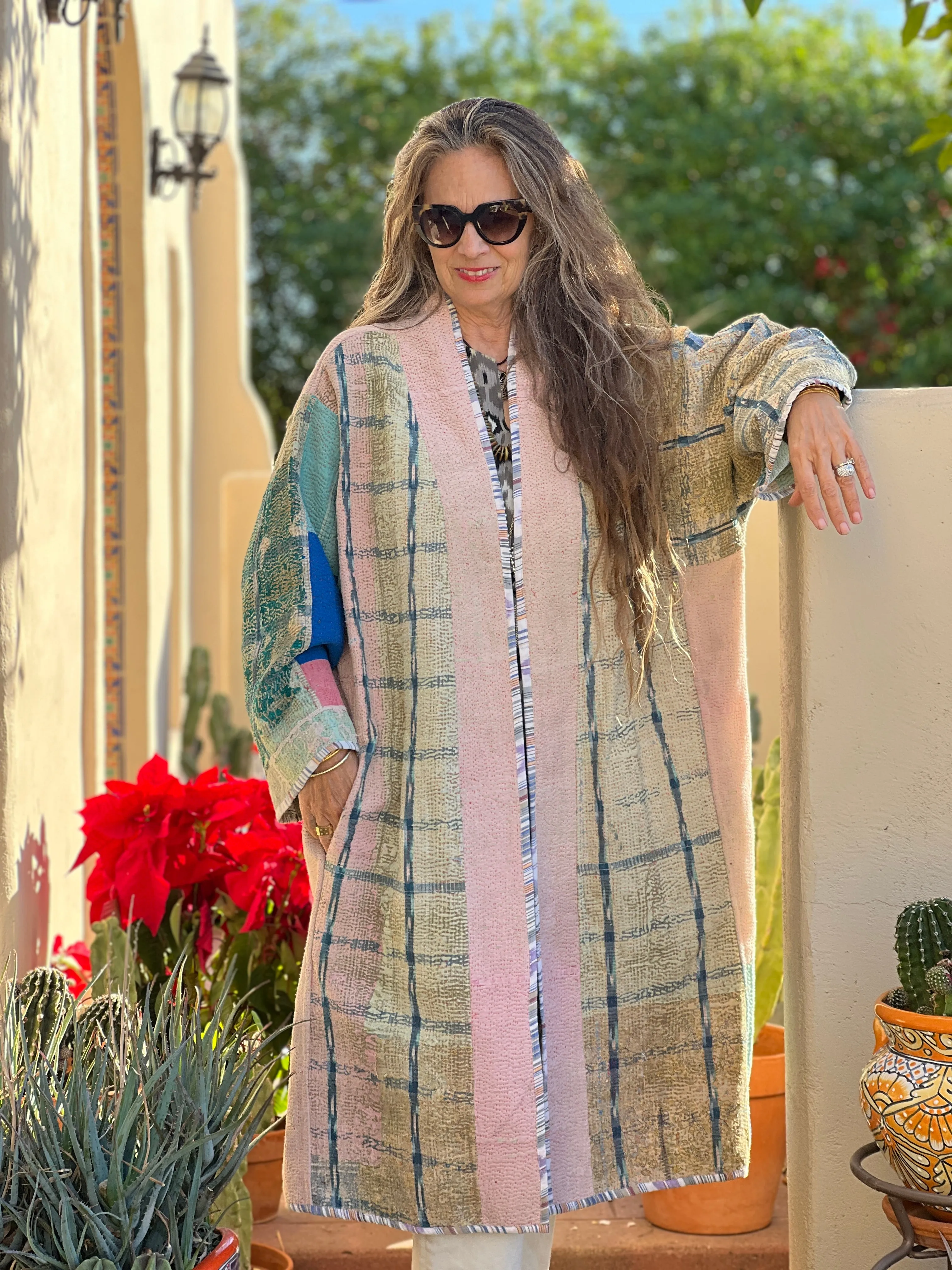 Parvati Cotton Vintage Quilted Kantha Coat ONE OF KIND