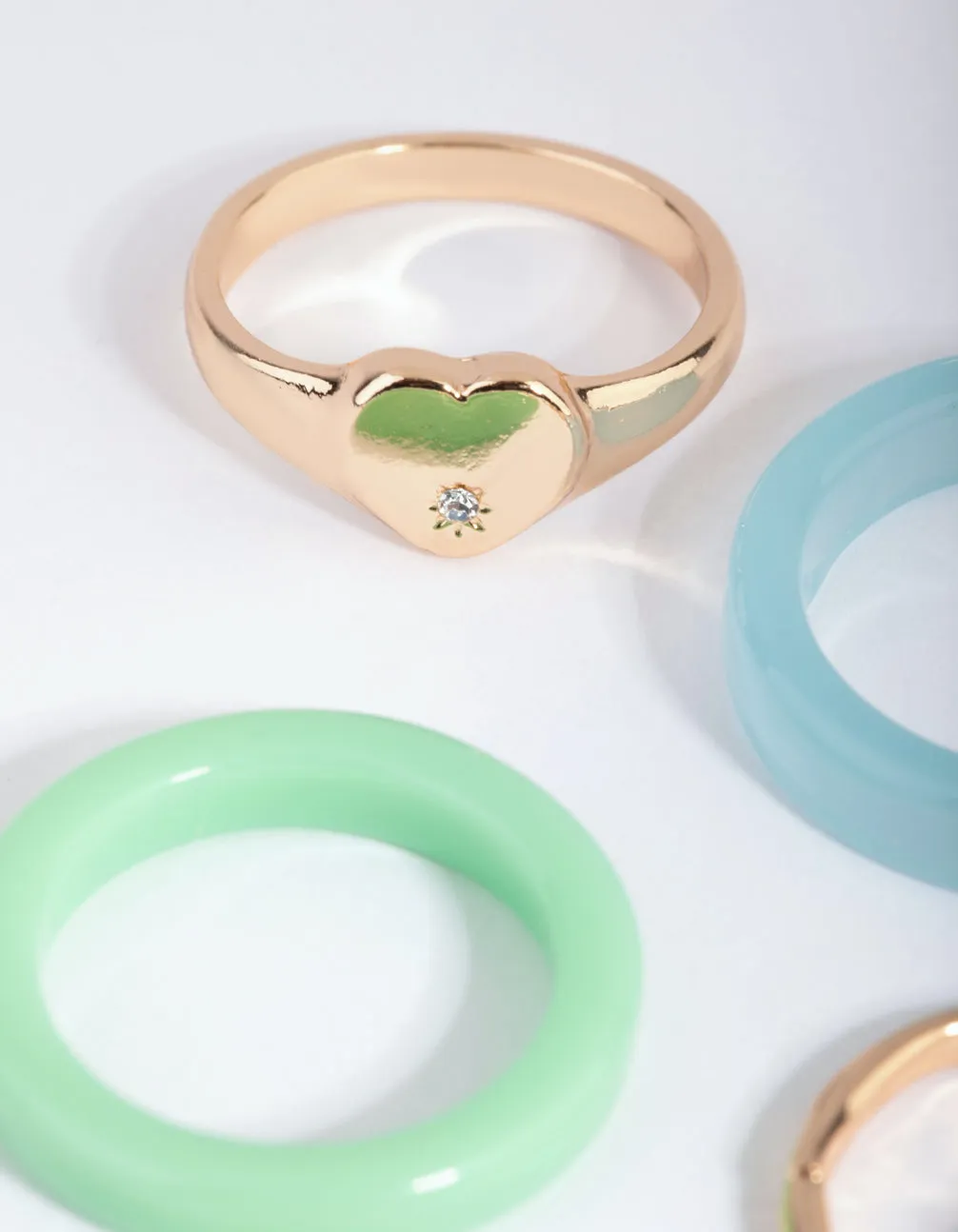 Pastel Heart & Infinity Acrylic Ring Pack