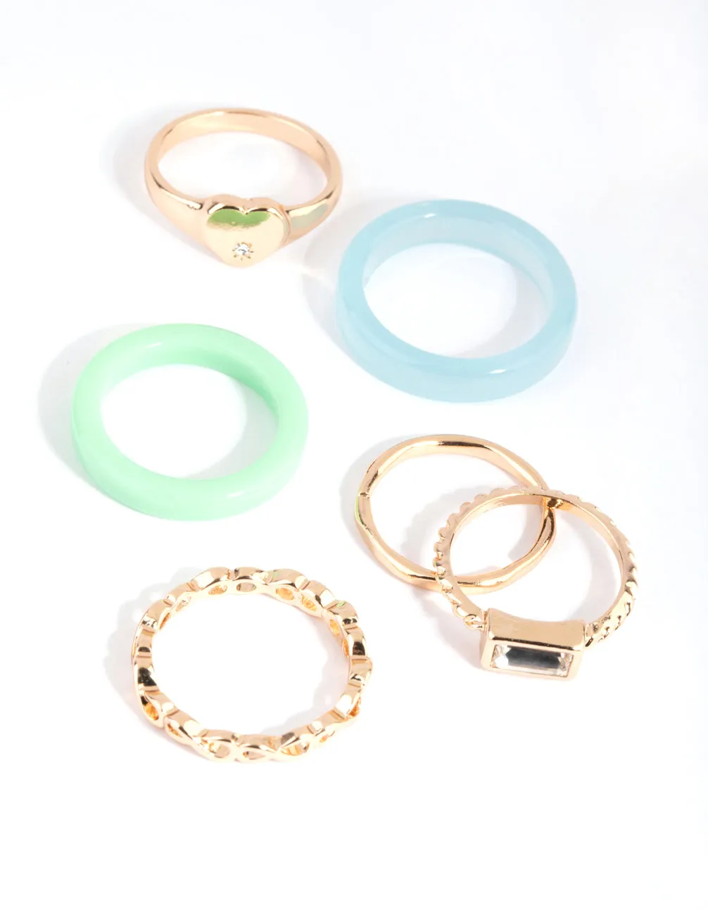 Pastel Heart & Infinity Acrylic Ring Pack