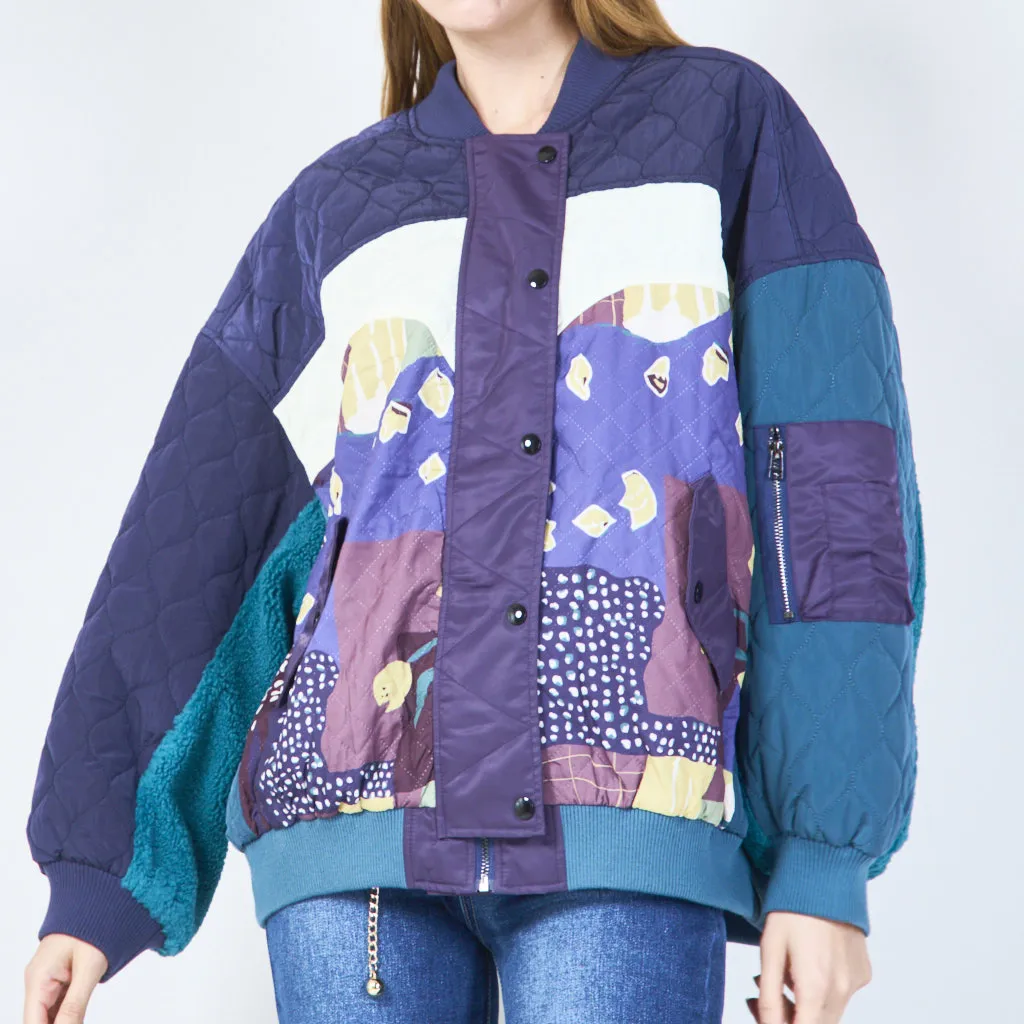 Patchwork quilted bomber jacket wholesale