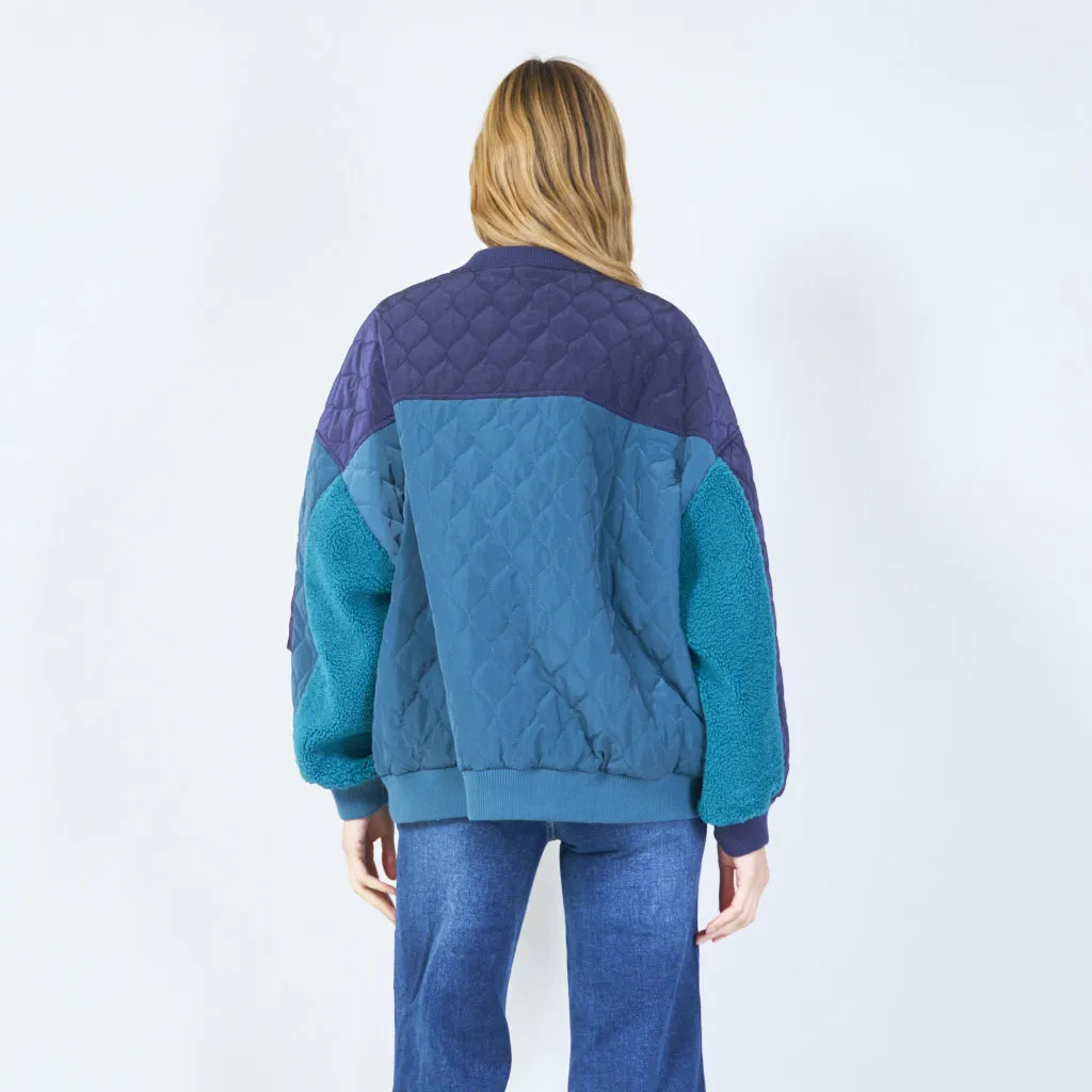 Patchwork quilted bomber jacket wholesale