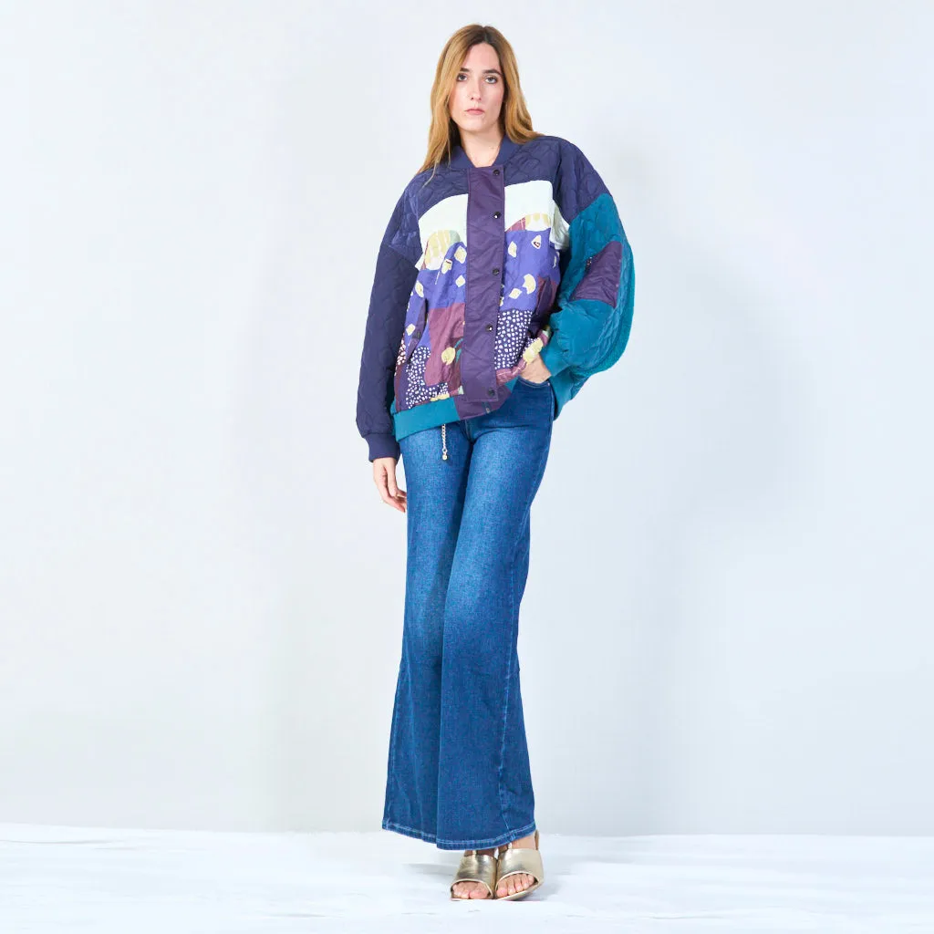 Patchwork quilted bomber jacket wholesale