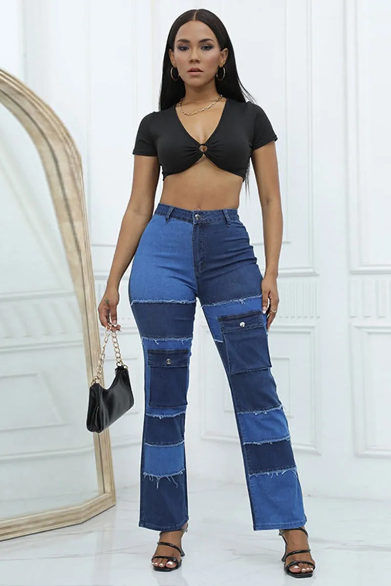 PH0383 Two Tone Patched Jean