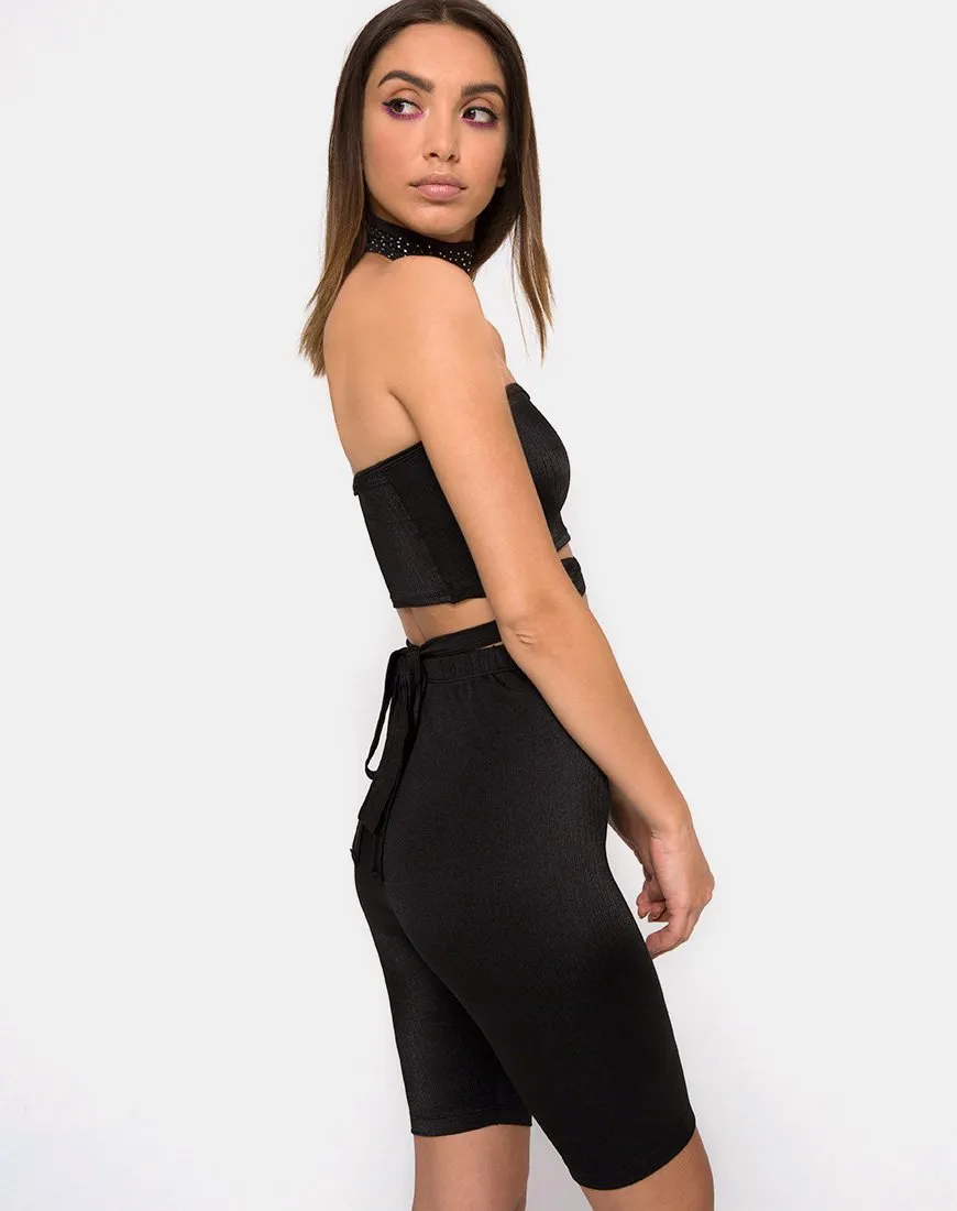 Pinella High Waisted Shorts in Black