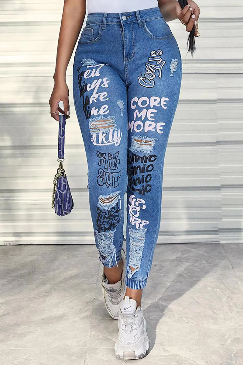 PK0503 Graphic Denim Jeans