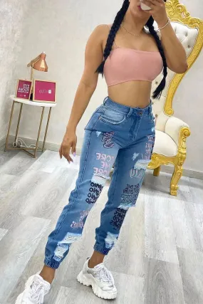 PK0503 Graphic Denim Jeans