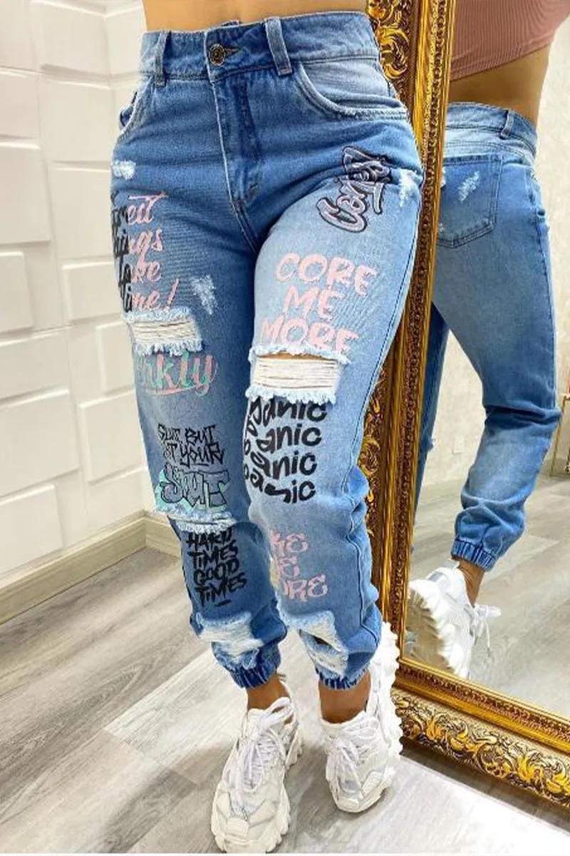 PK0503 Graphic Denim Jeans