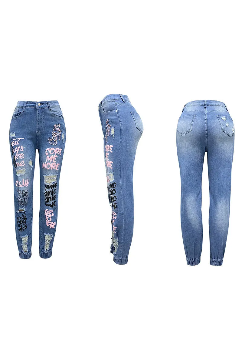 PK0503 Graphic Denim Jeans