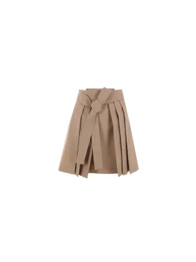 Pleated Miniskirt in Wool