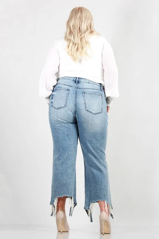 PLUS SIZE DISTRESSED DAD JEANS