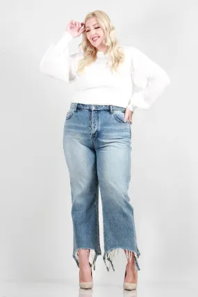 PLUS SIZE DISTRESSED DAD JEANS