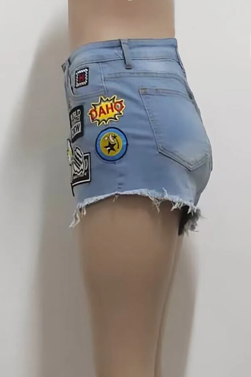 PM0530 Patches Denim Hot Shorts