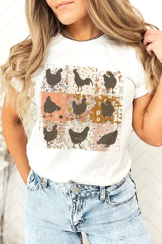 RETRO VINTAGE CHICKENS UNISEX SHORT SLEEVE GRPHIC TEE