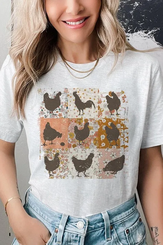 RETRO VINTAGE CHICKENS UNISEX SHORT SLEEVE GRPHIC TEE