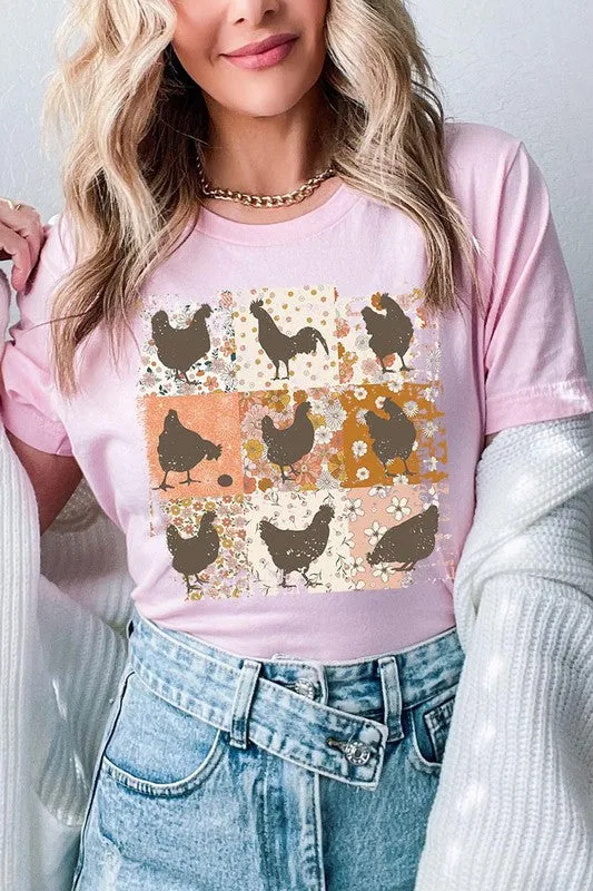 RETRO VINTAGE CHICKENS UNISEX SHORT SLEEVE GRPHIC TEE