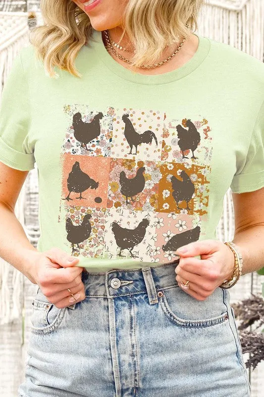 RETRO VINTAGE CHICKENS UNISEX SHORT SLEEVE GRPHIC TEE