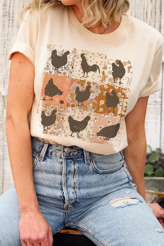 RETRO VINTAGE CHICKENS UNISEX SHORT SLEEVE GRPHIC TEE