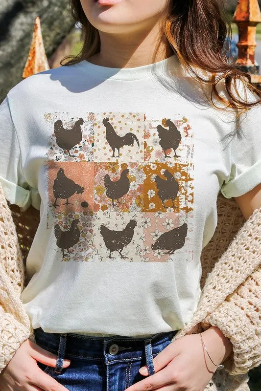 RETRO VINTAGE CHICKENS UNISEX SHORT SLEEVE GRPHIC TEE