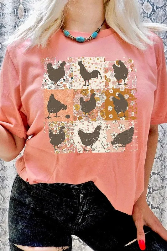 RETRO VINTAGE CHICKENS UNISEX SHORT SLEEVE GRPHIC TEE