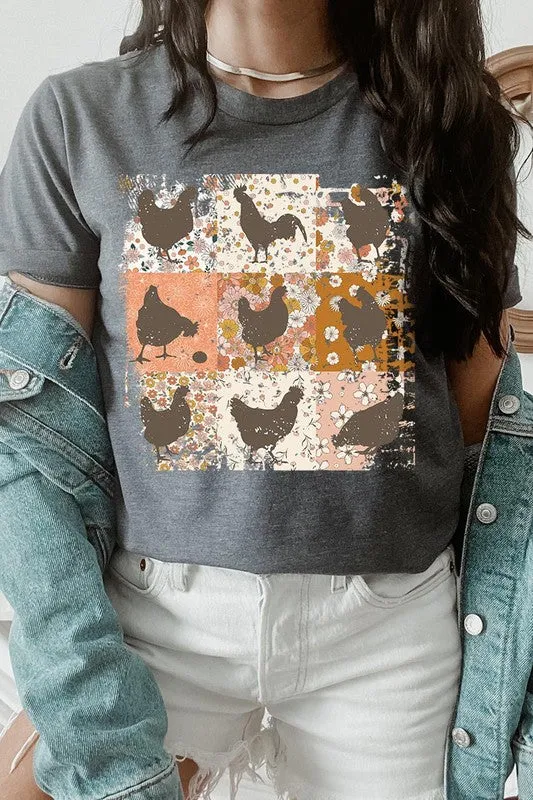 RETRO VINTAGE CHICKENS UNISEX SHORT SLEEVE GRPHIC TEE