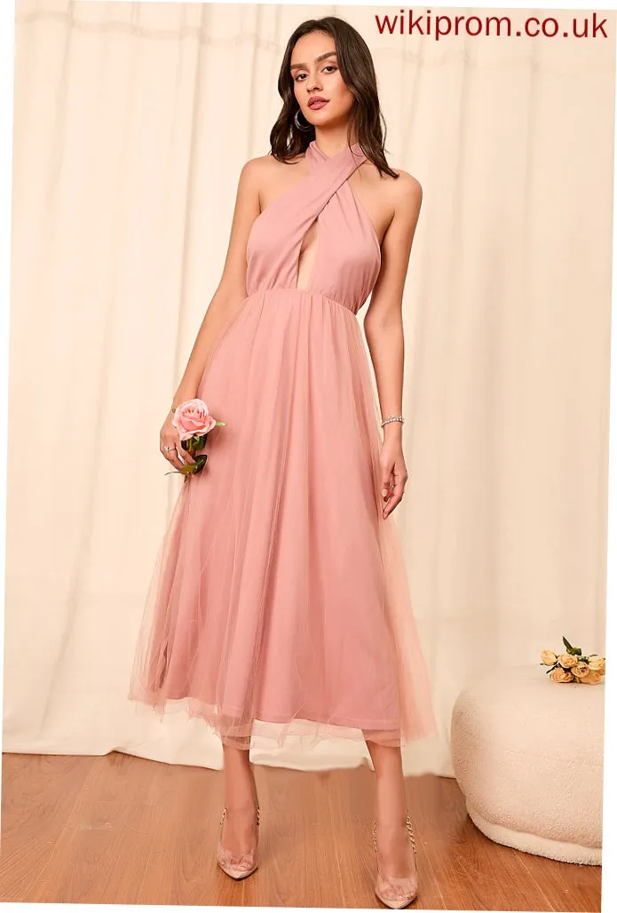 Sexy Dresses Sleeveless Club Dresses A-line Midi Karli Tulle Halter