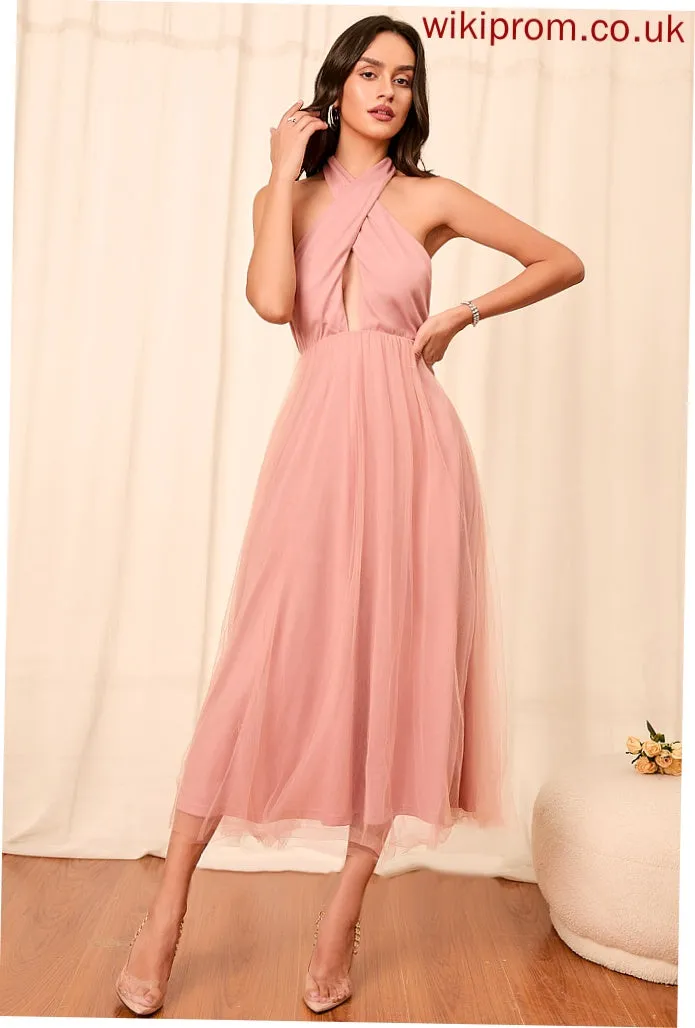 Sexy Dresses Sleeveless Club Dresses A-line Midi Karli Tulle Halter