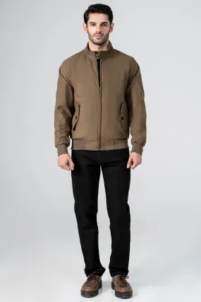 SUEDE ZIP FRONT JACKET OLIVE