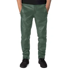 Veyron Men's Green Faux Leather Pants