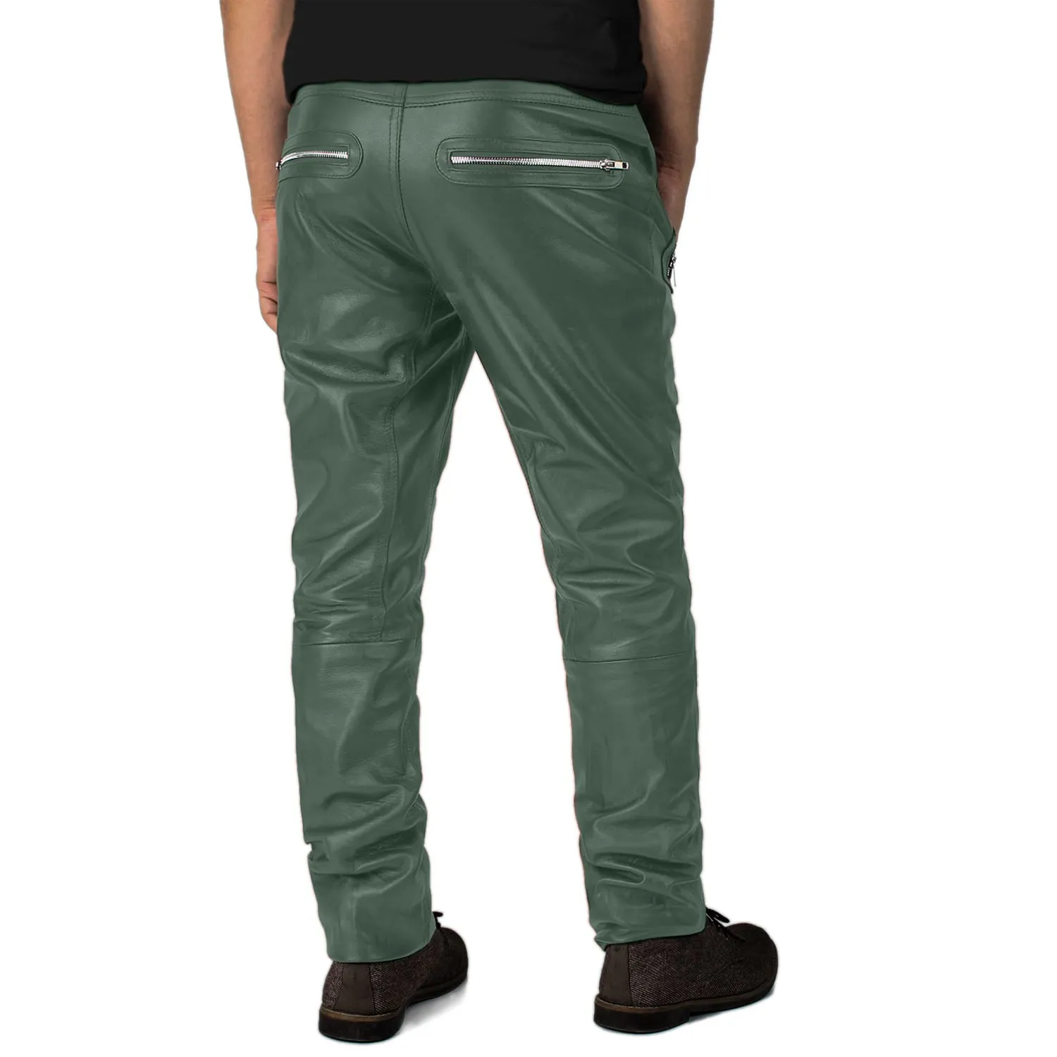 Veyron Men's Green Faux Leather Pants