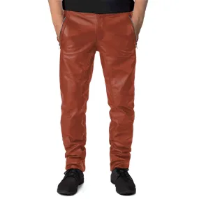 Veyron Men's Tan Faux Leather Pants