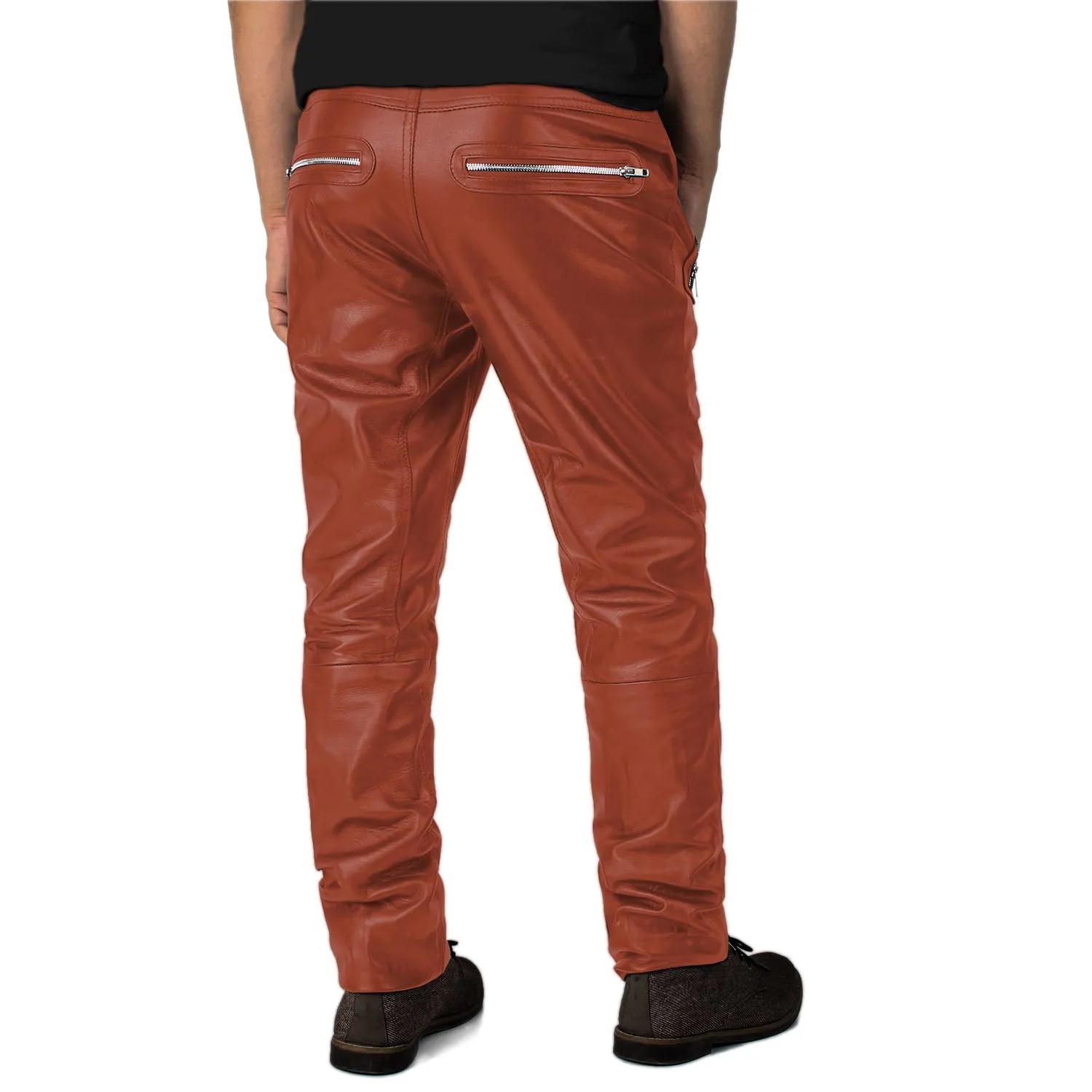 Veyron Men's Tan Faux Leather Pants