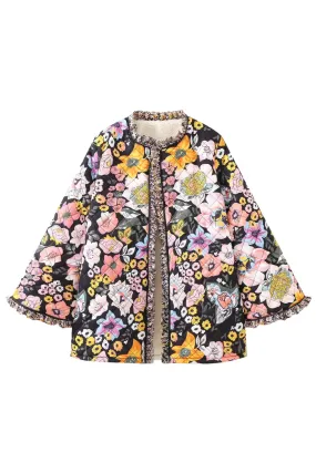 'Wanda' Open-Front Quilted Floral Jacket