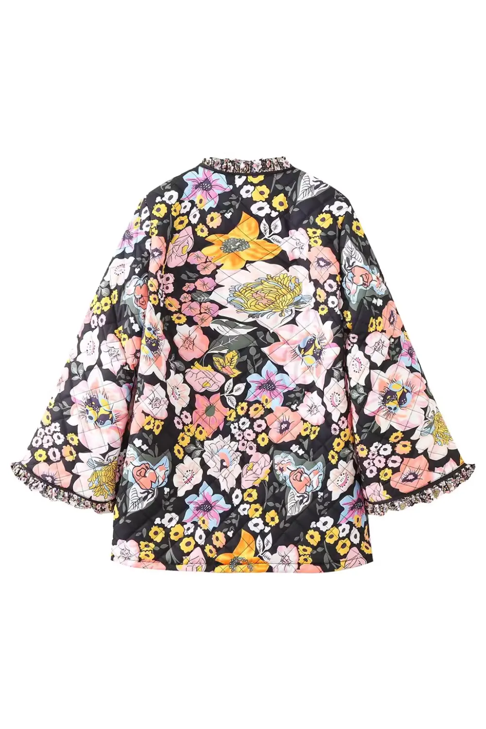 'Wanda' Open-Front Quilted Floral Jacket