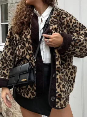 Warmer Cozy Animal Print Button-Up Jacket