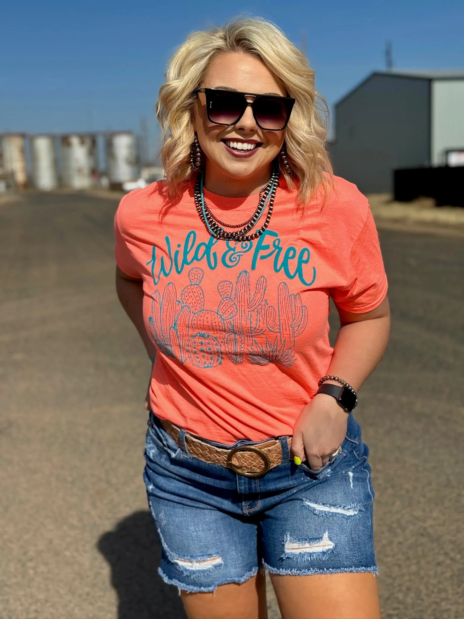 Wild & Free Turquoise Puff Ink Tee