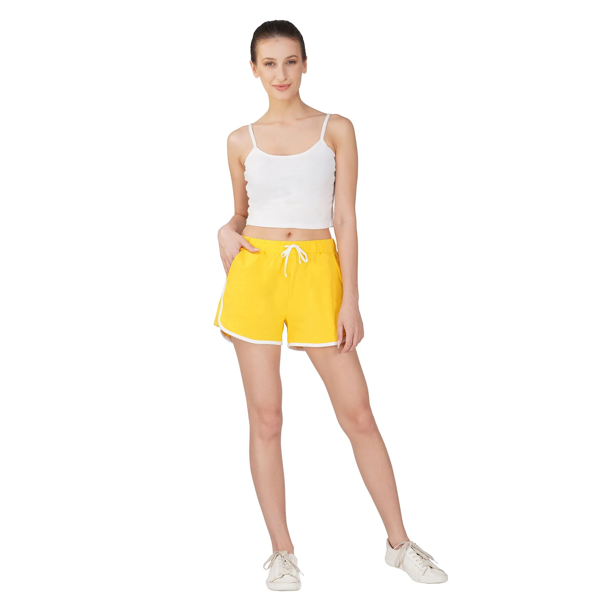 Women Yellow Yoga Shorts