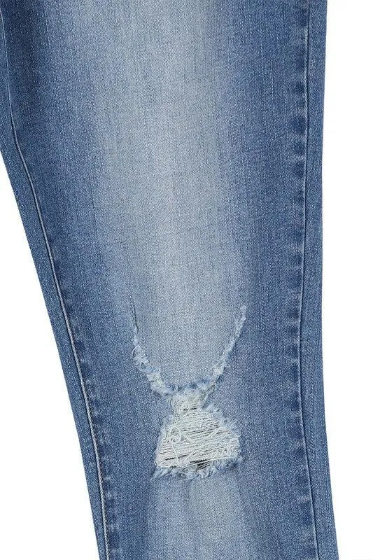 Womens Dark Wash Distressed Skinny Jeans