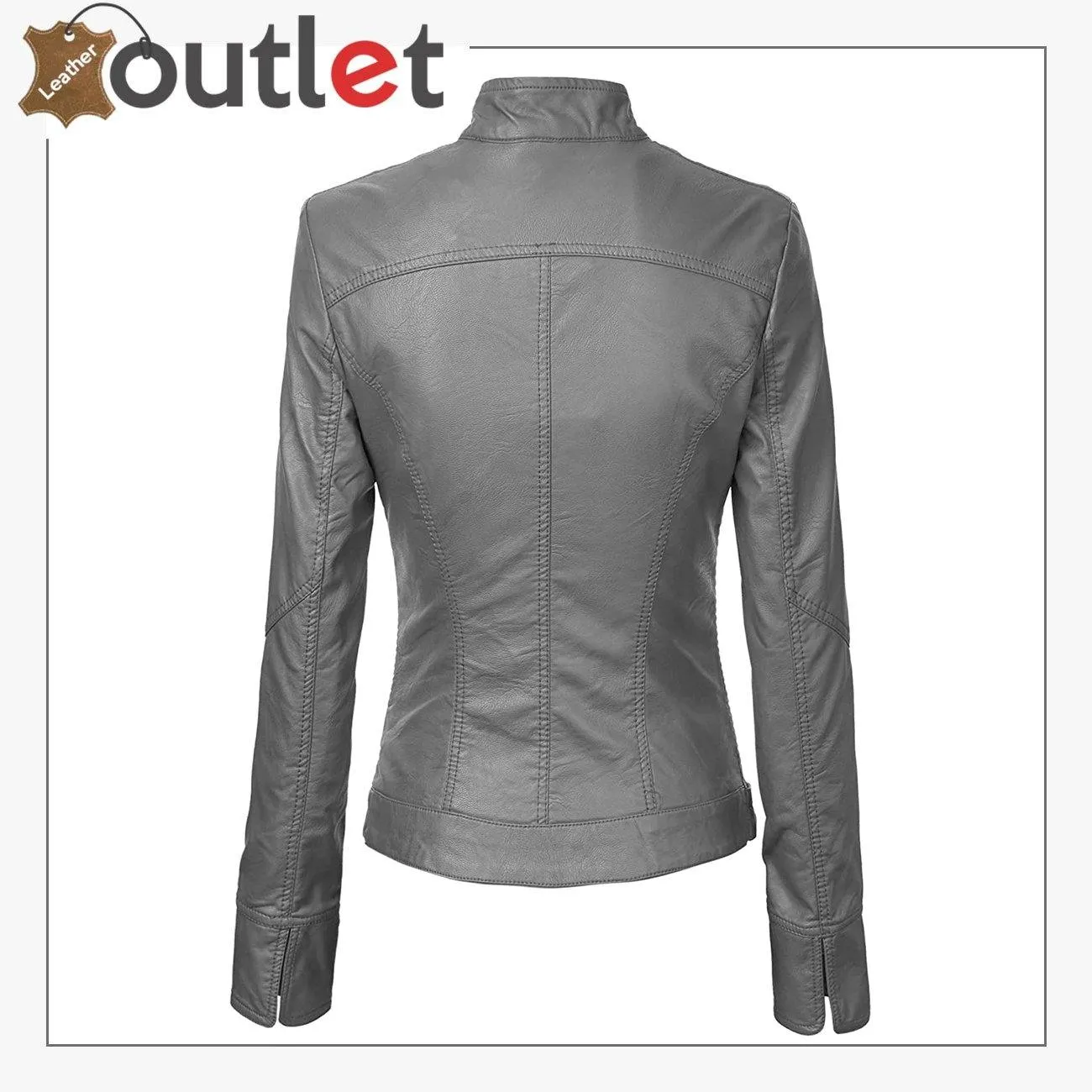 Womens Removable Hooded Faux Leather Moto Biker Fashion Jacket