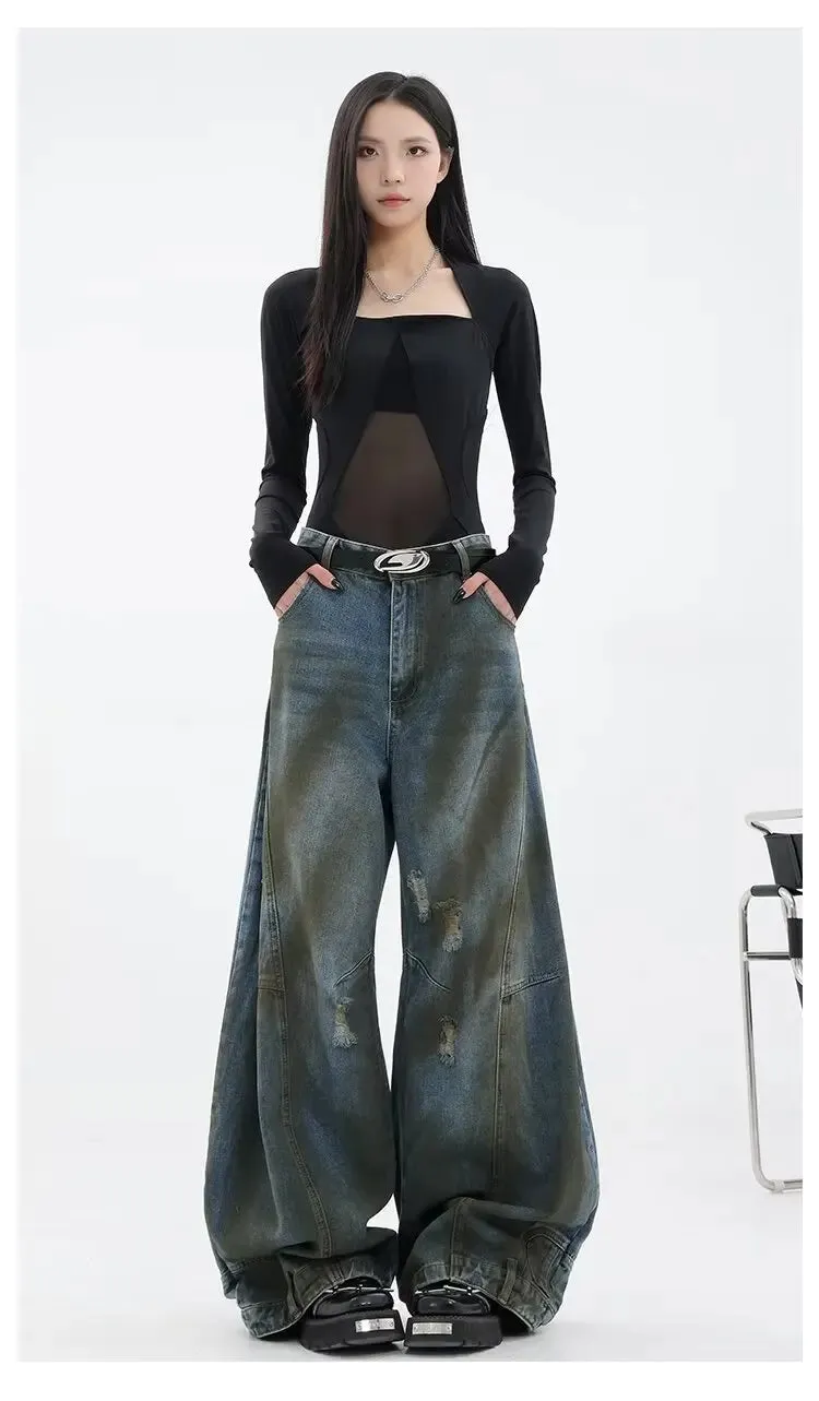 Women's Upside Down Oversized Baggy Jeans