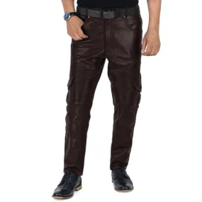 Ylira Men's Brown Faux Leather Pants