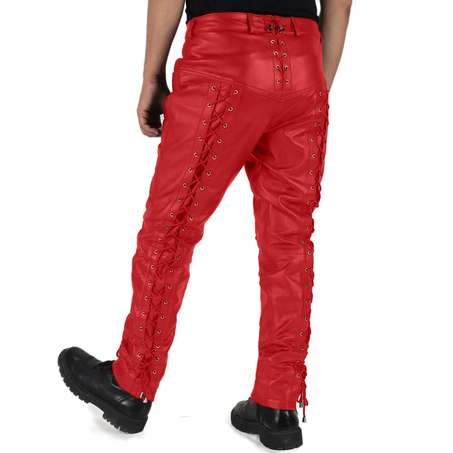 Zephor Men's Red Faux Leather Pants